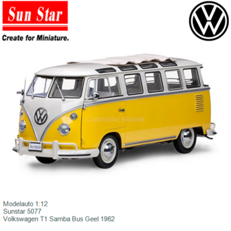 Modelauto 1:12 | Sunstar 5077 | Volkswagen T1 Samba Bus Geel 1962