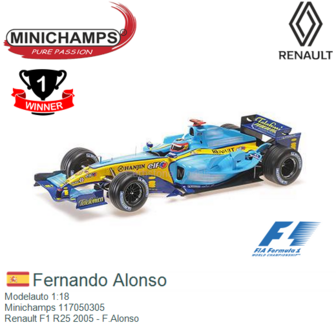 Modelauto 1:18 | Minichamps 117050305 | Renault F1 R25 2005 - F.Alonso