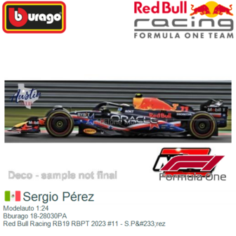 Modelauto 1:24 | Bburago 18-28030PA | Red Bull Racing RB19 RBPT 2023 #11 - S.P&amp;#233;rez