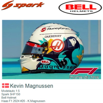 Modelauto 1:5 | Spark 5HF150 | Bell Helmet | Haas F1 2024 #20 - K.Magnussen