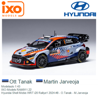 Modelauto 1:43 | IXO-Models RAM911.22 | Hyundai Shell Mobis WRT i20 Rallye1 2024 #8 - O.Tanak - M.Jarveoja