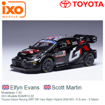 Modelauto 1:43 | IXO-Models RAM913.22 | Toyota Gazoo Racing WRT GR Yaris Rally1 Hybrid 2024 #33 - E.Evans - S.Martin