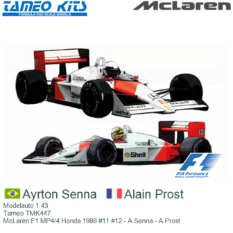 Modelauto 1:43 | Tameo TMK447 | McLaren F1 MP4/4 Honda 1988 #11 #12 - A.Senna - A.Prost