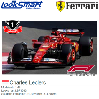 Modelauto 1:43 | Looksmart LSF1063 | Scuderia Ferrari SF-24 2024 #16 - C.Leclerc