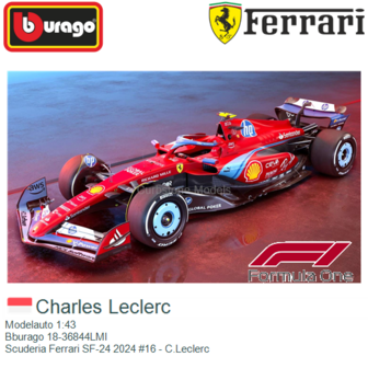 Modelauto 1:43 | Bburago 18-36844LMI | Scuderia Ferrari SF-24 2024 #16 - C.Leclerc