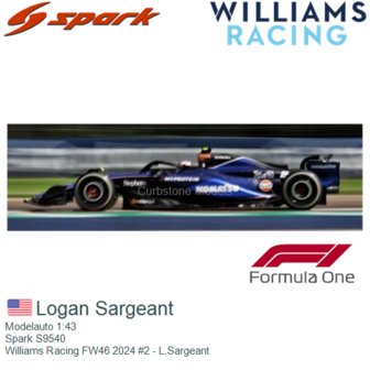 Modelauto 1:43 | Spark S9540 | Williams Racing FW46 2024 #2 - L.Sargeant