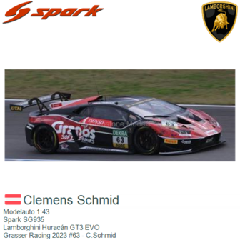 Modelauto 1:43 | Spark SG935 | Lamborghini Hurac&aacute;n GT3 EVO | Grasser Racing 2023 #63 - C.Schmid