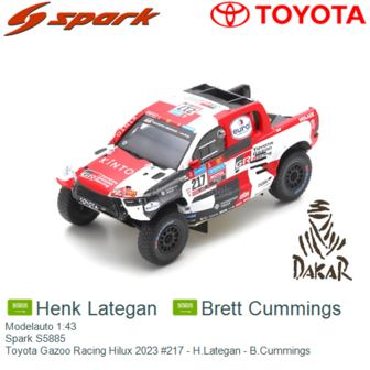 Modelauto 1:43 | Spark S5885 | Toyota Gazoo Racing Hilux 2023 #217 - H.Lategan - B.Cummings 