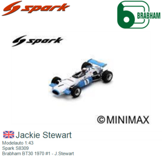 Modelauto 1:43 | Spark S8309 | Brabham BT30 1970 #1 - J.Stewart