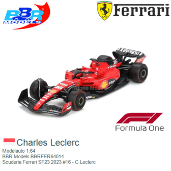 Modelauto 1:64 | BBR Models BBRFER64014 | Scuderia Ferrari SF23 2023 #16 - C.Leclerc