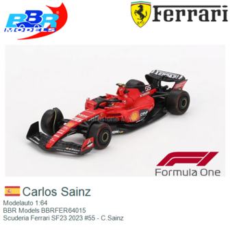 Modelauto 1:64 | BBR Models BBRFER64015 | Scuderia Ferrari SF23 2023 #55 - C.Sainz