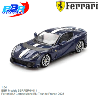 1:64 | BBR Models BBRFER64011 | Ferrari 812 Competizione Blu Tour de France 2023