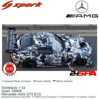 Modelauto 1:43 | Spark SB806 | Mercedes AMG GT3 EVO | Madpanda Racing 2024 #90 - E.P&amp;#233;rez Companc - P.Assenheimer - H.V