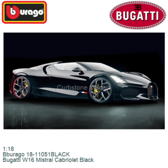 1:18 | Bburago 18-11051BLACK | Bugatti W16 Mistral Cabriolet Black