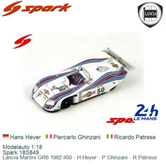 Modelauto 1:18 | Spark 18S849 | Lancia Martini GR6 1982 #50 - H.Heyer - P.Ghinzani - R.Patrese