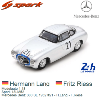 Modelauto 1:18 | Spark 18LM52 | Mercedes Benz 300 SL 1952 #21 - H.Lang - F.Riess