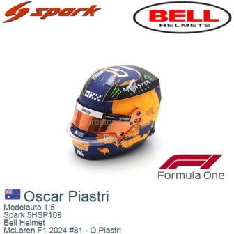 Modelauto 1:5 | Spark 5HSP109 | Bell Helmet | McLaren F1 2024 #81 - O.Piastri