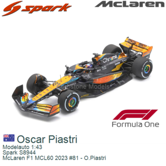 Modelauto 1:43 | Spark S8944 | McLaren F1 MCL60 2023 #81 - O.Piastri