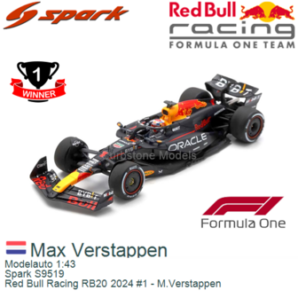 Modelauto 1:43 | Spark S9519 | Red Bull Racing RB20 2024 #1 - M.Verstappen