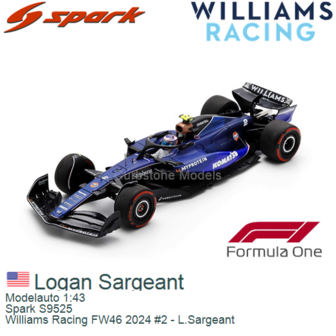 Modelauto 1:43 | Spark S9525 | Williams Racing FW46 2024 #2 - L.Sargeant