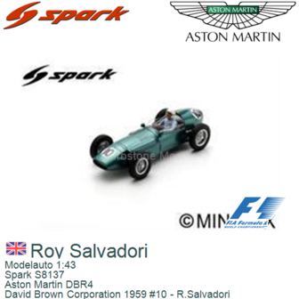 Modelauto 1:43 | Spark S8137 | Aston Martin DBR4 | David Brown Corporation 1959 #10 - R.Salvadori