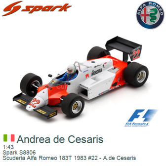 1:43 | Spark S8806 | Scuderia Alfa Romeo 183T 1983 #22 - A.de Cesaris