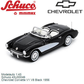 Modelauto 1:43 | Schuco 43U00046 | Chevrolet Corvette V1 V8 Black 1956