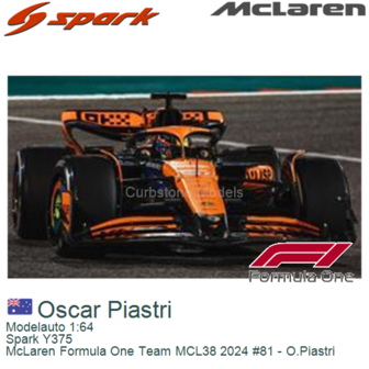 Modelauto 1:64 | Spark Y375 | McLaren Formula One Team MCL38 2024 #81 - O.Piastri