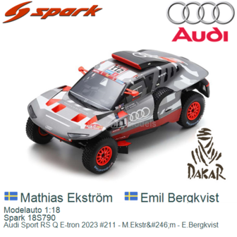 Modelauto 1:18 | Spark 18S790 | Audi Sport RS Q E-tron 2023 #211 - M.Ekstr&amp;#246;m - E.Bergkvist