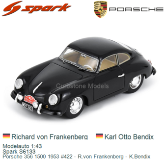 Modelauto 1:43 | Spark S6133 | Porsche 356 1500 1953 #422 - R.von Frankenberg - K.Bendix