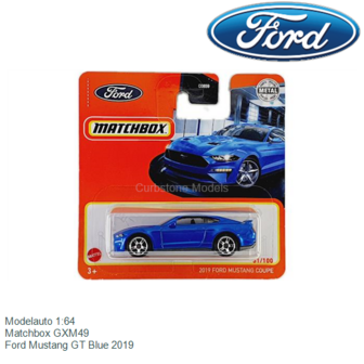 Modelauto 1:64 | Matchbox GXM49 | Ford Mustang GT Blue 2019