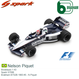 Modelauto 1:43 | Spark S7098 | Brabham BT52B 1983 #5 - N.Piquet