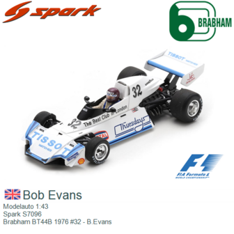 Modelauto 1:43 | Spark S7096 | Brabham BT44B 1976 #32 - B.Evans