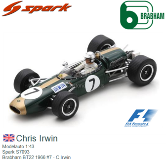 Modelauto 1:43 | Spark S7093 | Brabham BT22 1966 #7 - C.Irwin