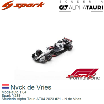 Modelauto 1:64 | Spark Y289 | Scuderia Alpha Tauri AT04 2023 #21 - N.de Vries