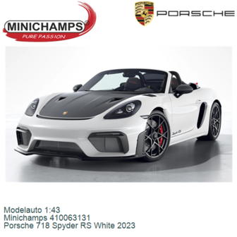 Modelauto 1:43 | Minichamps 410063131 | Porsche 718 Spyder RS White 2023