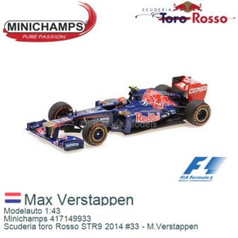 Modelauto 1:43 | Minichamps 417149933 | Scuderia toro Rosso STR9 2014 #33 - M.Verstappen