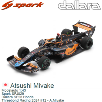 Modelauto 1:43 | Spark SFJ029 | Dallara SF23 Honda | Threebond Racing 2024 #12 - A.Miyake