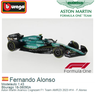 Modelauto 1:43 | Bburago 18-38090A | Aston Martin Aramco Cognizant F1 Team AMR23 2023 #14 - F.Alonso