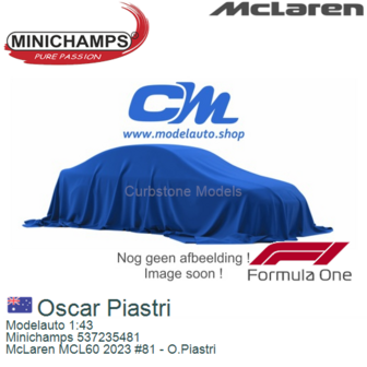 Modelauto 1:43 | Minichamps 537235481 | McLaren MCL60 2023 #81 - O.Piastri