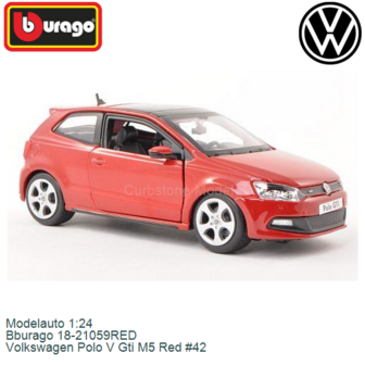 Modelauto 1:24 | Bburago 18-21059RED | Volkswagen Polo V Gti M5 Red #42