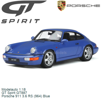 Modelauto 1:18 | GT Spirit GT887 | Porsche 911 3.6 RS (964) Blue