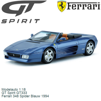 Modelauto 1:18 | GT Spirit GT333 | Ferrari 348 Spider Blauw 1994