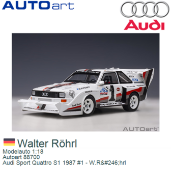 Modelauto 1:18 | Autoart 88700 | Audi Sport Quattro S1 1987 #1 - W.R&amp;#246;hrl