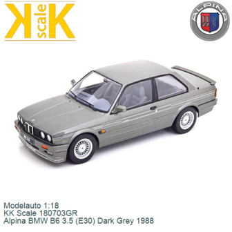 Modelauto 1:18 | KK Scale 180703GR | Alpina BMW B6 3.5 (E30) Dark Grey 1988