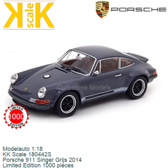 Modelauto 1:18 | KK Scale 180442S | Porsche 911 Singer Grijs 2014