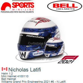 Helm 1:2 | Mini Helmet 4100110 | Bell Helmet | Williams Grand Prix Engineering 2021 #6 - N.Latifi