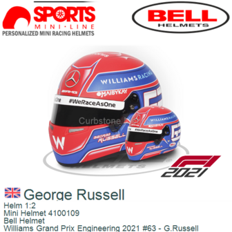 Helm 1:2 | Mini Helmet 4100109 | Bell Helmet | Williams Grand Prix Engineering 2021 #63 - G.Russell