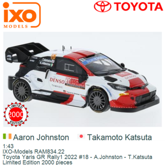 1:43 | IXO-Models RAM834.22 | Toyota Yaris GR Rally1 2022 #18 - A.Johnston - T.Katsuta