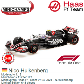 Modelauto 1:18 | Minichamps 117240127 | Moneygram Haas F1 Team Vf-24 2024 - N.Hulkenberg